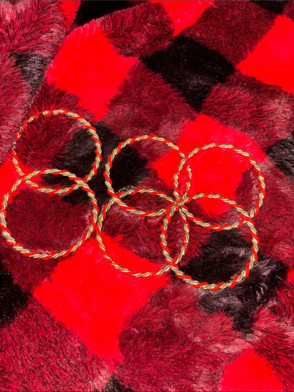 Red and Gold Twisted Rope Bracelet Set (6) - Picture 3 of 5